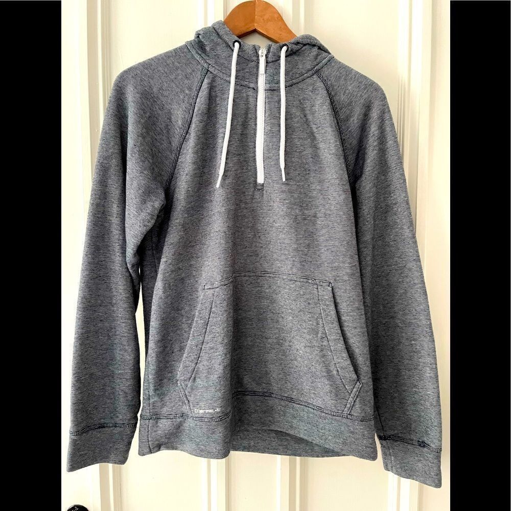 Mens Layer 8 navy striped quarter zip hoodie S